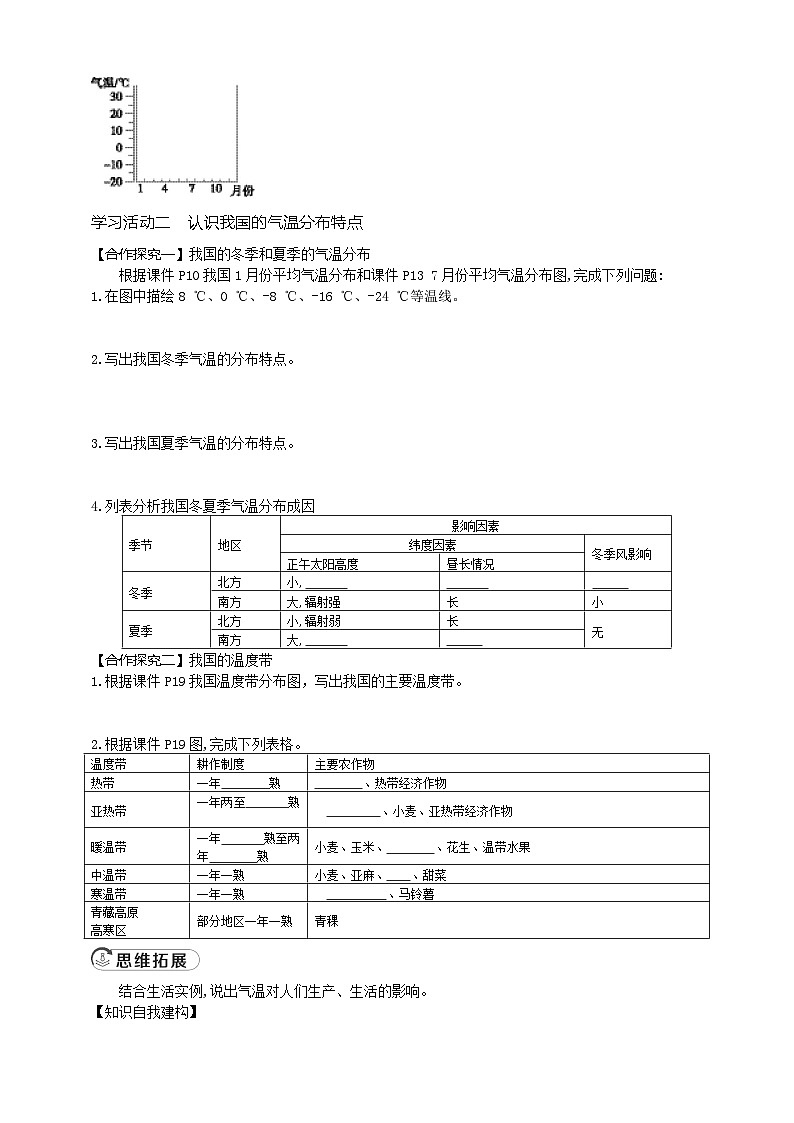 4.2.1气温的变化　中国的温度带导学案第2页