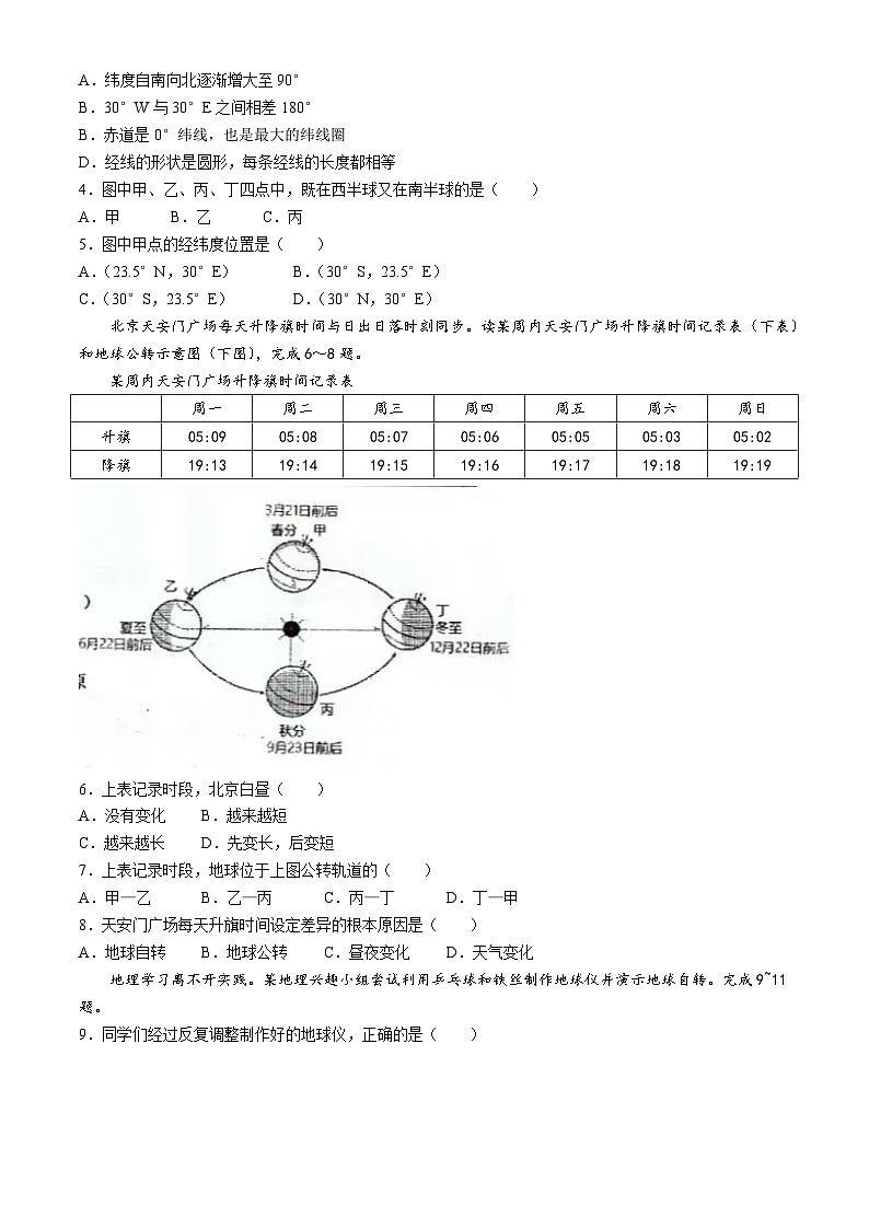 广东省湛江市第七中学2024-2025学年七年级上学期期中地理试题(无答案)02