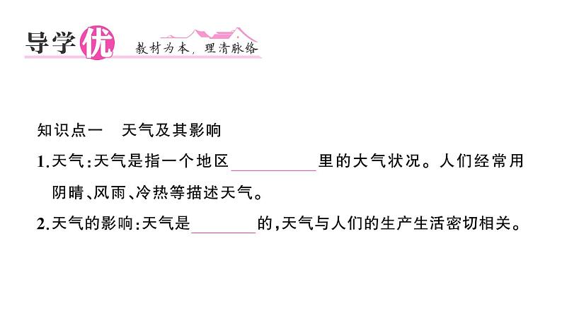 初中地理新人教版七年级上册第四章第一节 多变的天气作业课件2024秋第2页