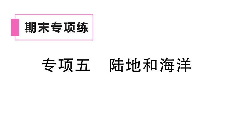 初中地理新湘教版七年级上册期末专项五 陆地和海洋作业课件2024秋第1页