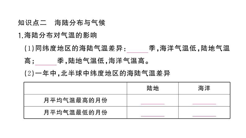 初中地理新湘教版七年级上册第五章第三节 影响气候的因素作业课件2024秋第5页