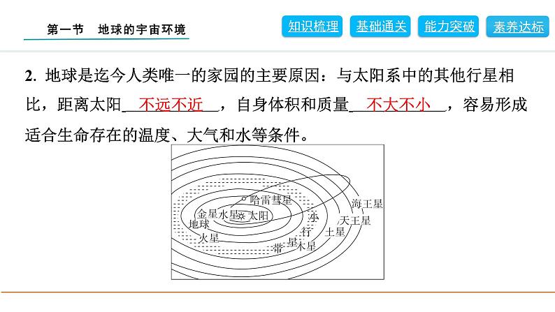 2024人教版地理七年级上册第一章地球1.1   地球的宇宙环境 习题课件ppt第4页