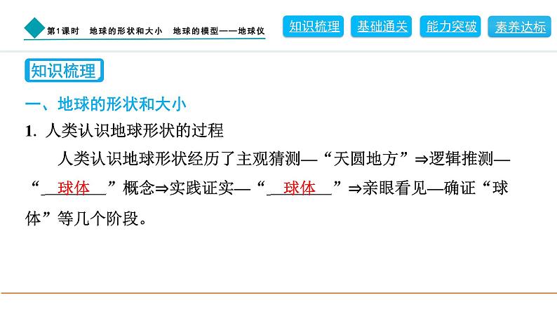 2024人教版地理七年级上册第一章地球1.2.1　地球的形状和大小　地球的模型——地球仪 习题课件ppt第2页