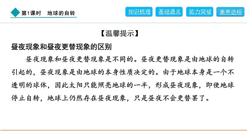 2024人教版地理七年级上册第一章地球1.3.1　地球的自转 习题课件ppt第5页