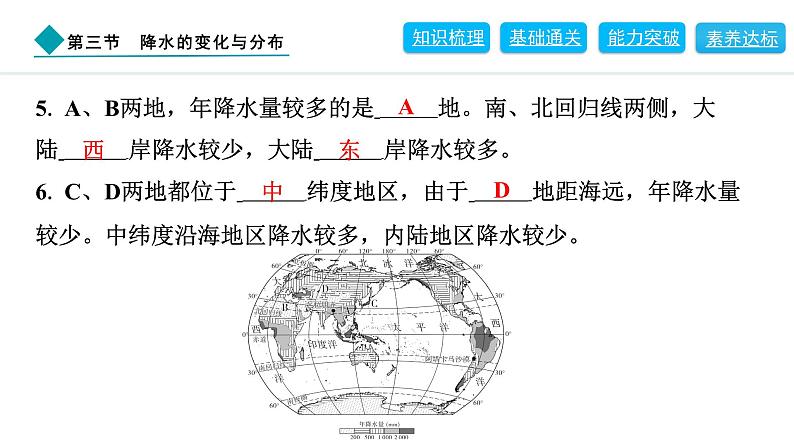 2024人教版地理七年级上册第四章天气与气候4.3　降水的变化与分布 习题课件ppt第5页