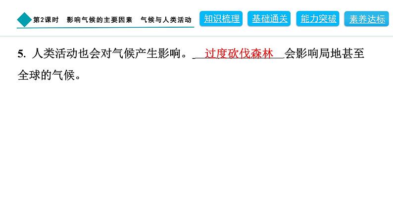 2024人教版地理七年级上册第四章天气与气候4.4.2　影响气候的主要因素　气候与人类活动 习题课件ppt第5页