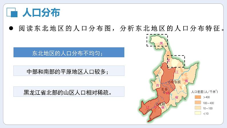 湘教版初中地理八年级下册6.2东北地区的人口和城市分布 课件第6页