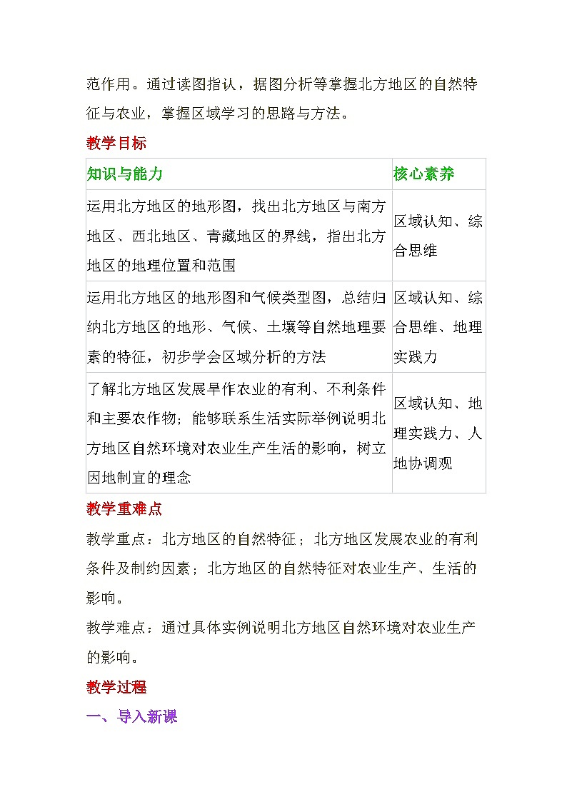 第6章第1节自然特征与农业 教学设计-2024-2025学年人教版地理八年级下册第2页