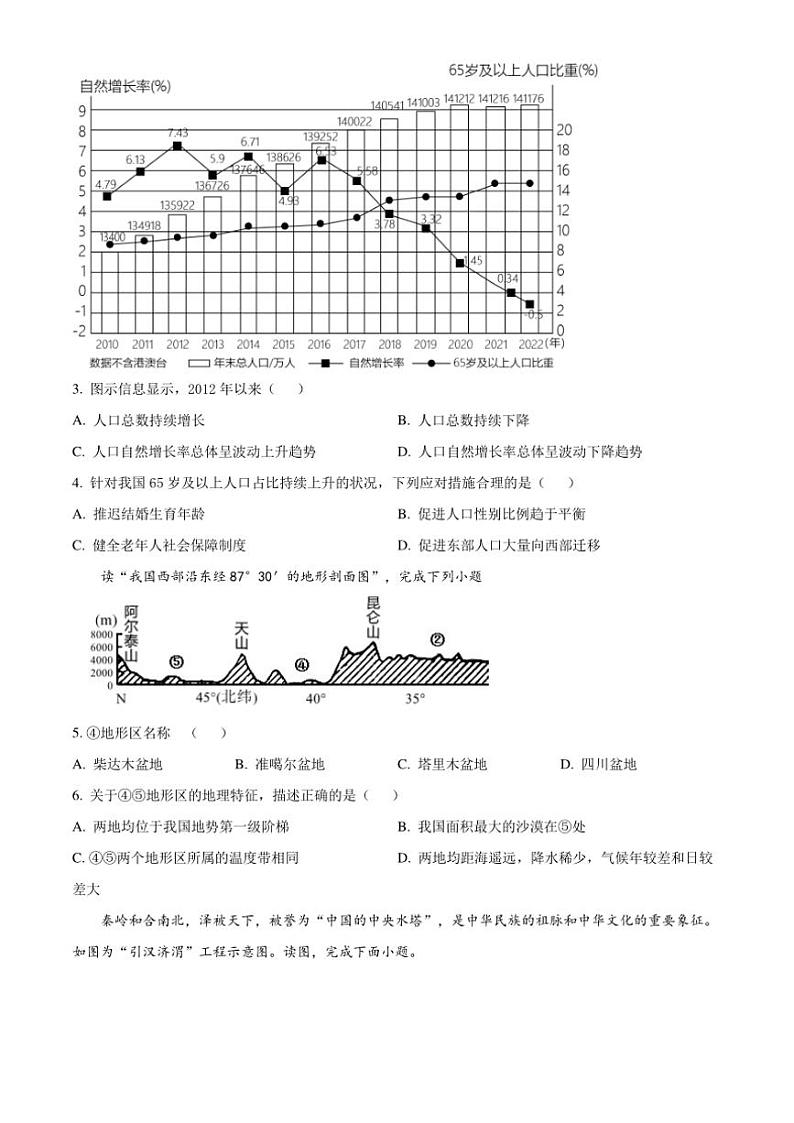 2024～2025学年山东省临沂市临沭县八年级(上)期中地理试卷(含答案)第2页
