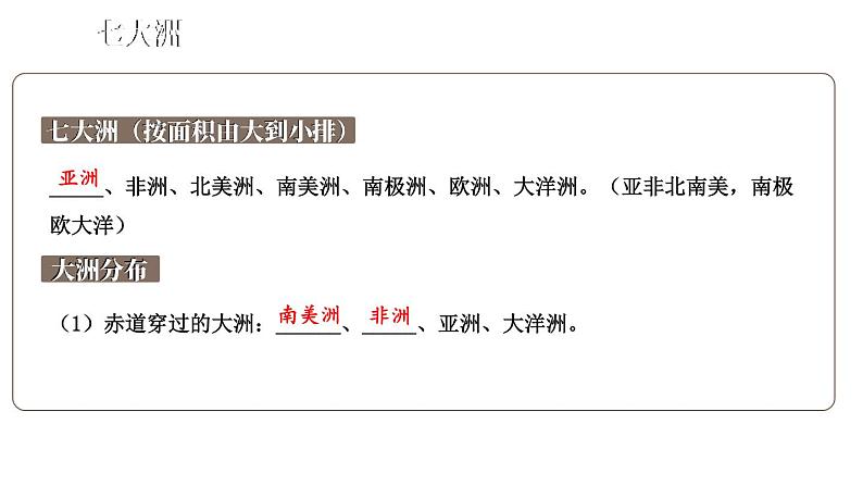 初中地理新湘教版七年级上册第三章 地球的面貌综合复习课件2024秋第6页