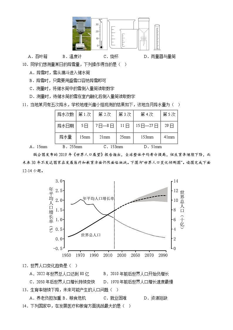 辽宁卷C（七年地理·期末真题·必刷卷）-【期末真题·必刷卷】2024-2025学年七年级地理上学期期末真题综合测试卷（原卷版）-A4第3页