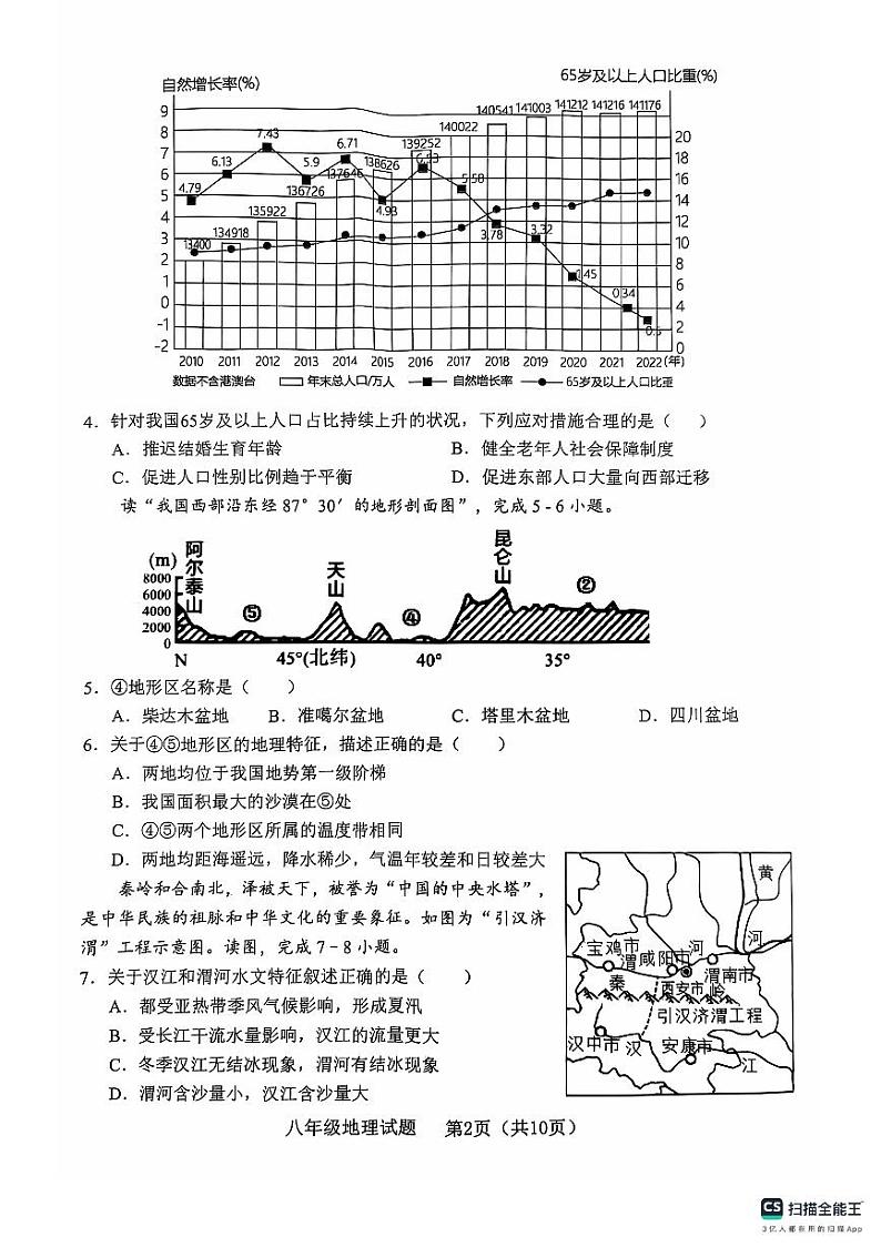 山东省临沂市临沭县2024-2025学年八年级上学期期中地理试题第2页