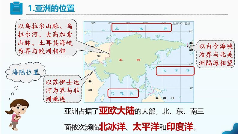 人教版七下 7.1《自然环境》 第1课时 世界第一大洲 课件第8页