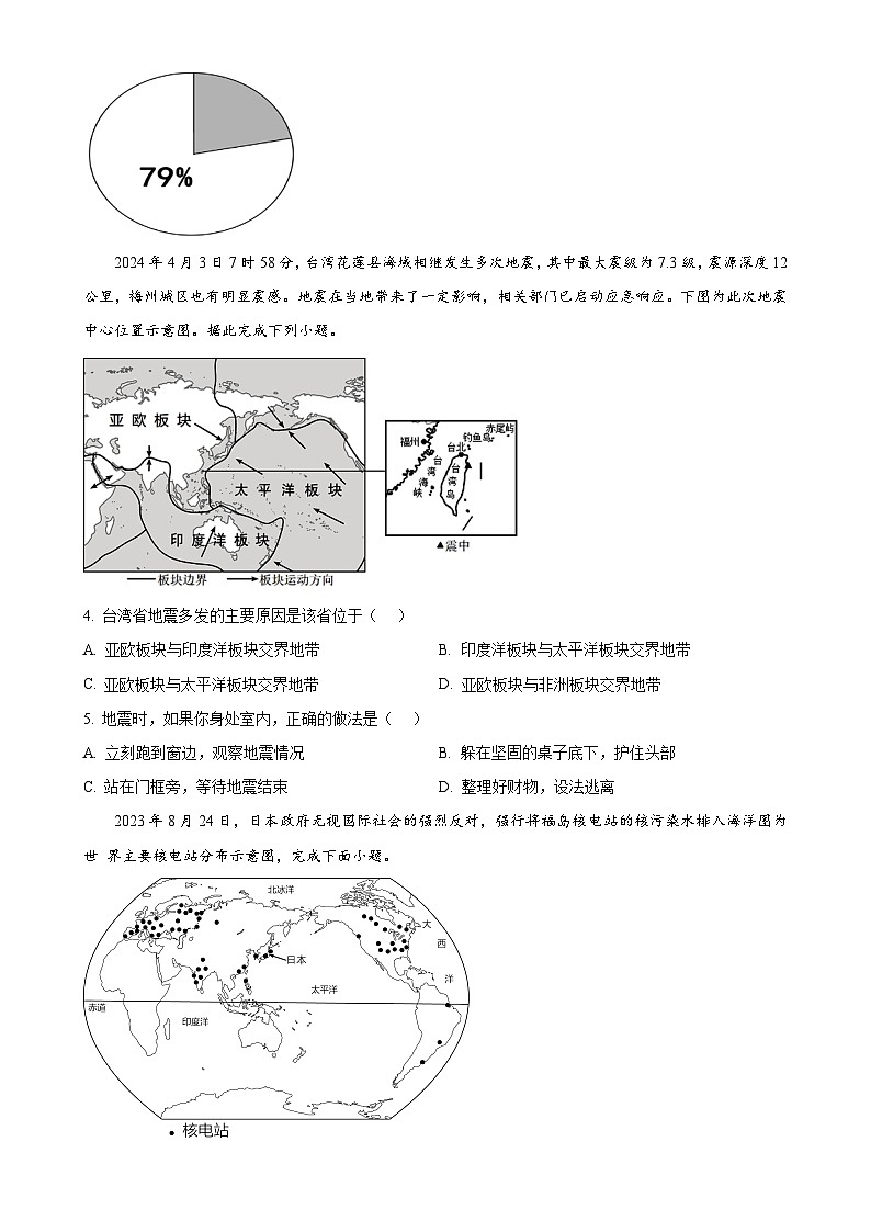 河南省商水县2024-2025学年八年级上学期期中地理试卷（原卷版）-A4第2页