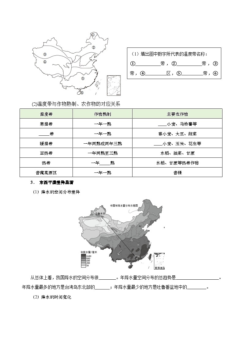 2.2 气候（填图速记）-2024-2025学年八年级地理上册填图速记与演练手册（人教版）（原卷版）第2页