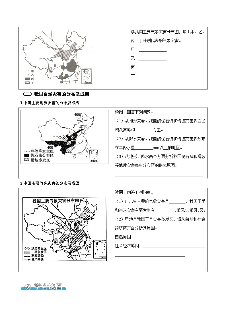 2.4 自然灾害（填图速记）-2024-2025学年八年级地理上册填图速记与演练手册（人教版）（原卷版）第3页