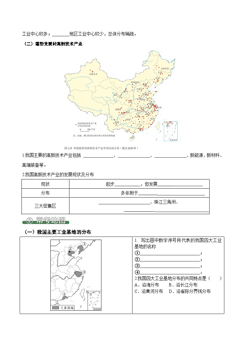 4.3 工业（填图速记）-2024-2025学年八年级地理上册填图速记与演练手册（人教版）（原卷版）第2页