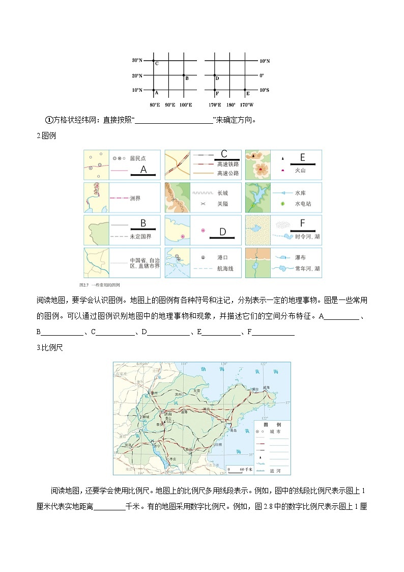 2.1 地图的阅读（填图速记）-2024-2025学年七年级地理上册填图速记与演练手册（人教版2024）（原卷版）第2页
