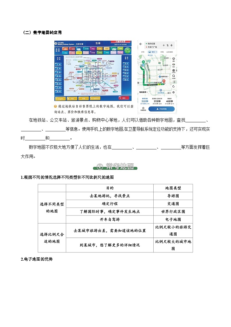 2.3 地图的选择和应用（填图速记）-2024-2025学年七年级地理上册填图速记与演练手册（人教版2024）（原卷版）第2页