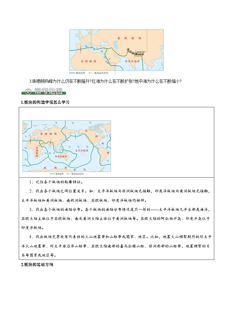 3.3 海陆的变迁（填图速记）-2024-2025学年七年级地理上册填图速记与演练手册（人教版2024）（原卷版）第3页