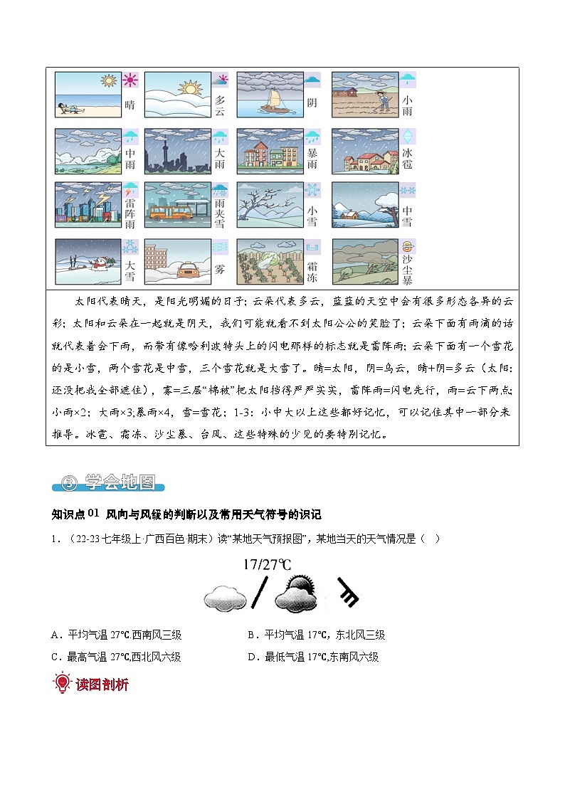 4.1 多变的天气（填图速记）-2024-2025学年七年级地理上册填图速记与演练手册（人教版2024）（解析版）第3页