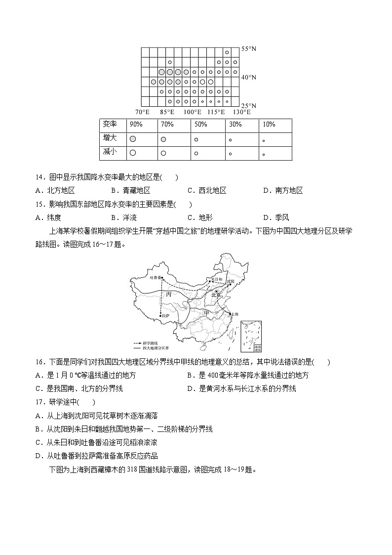 人教版地理八年级下册 5.0《中国的地理差异》分层练习第3页