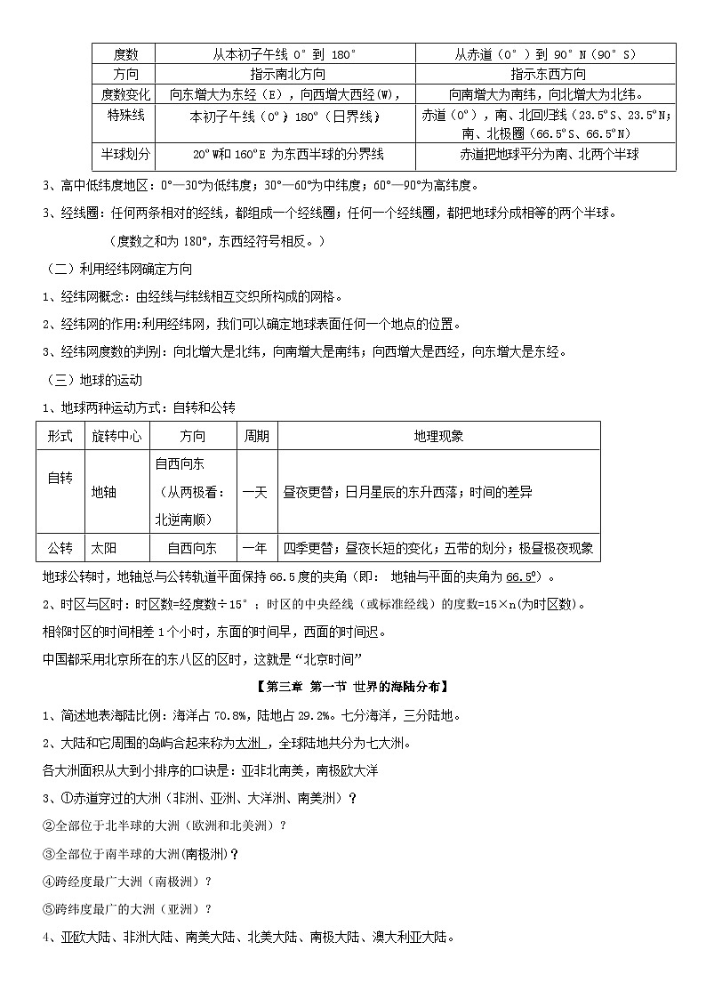 湘教版（2024）七年级上册地理期末知识点考点复习资料第3页