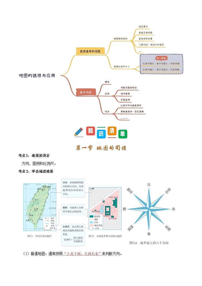第二章 地图（考点清单）-2024-2025学年七年级地理上学期期末考点大串讲（人教版2024）第2页