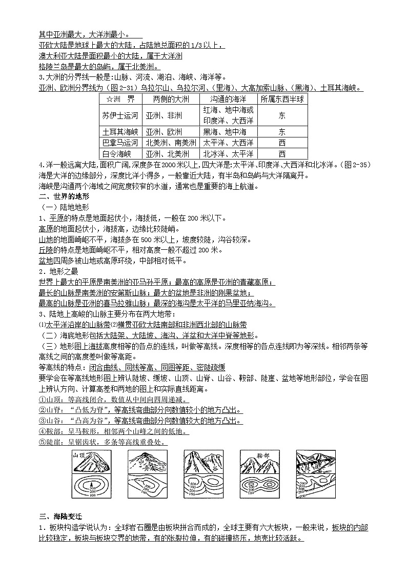 2024-2025学年湘教版七年级上册地理期末知识点-A4第3页