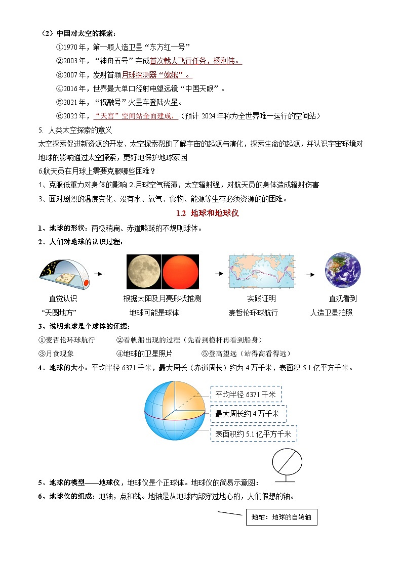 2024-2025学年人教版七年级上册地理期末常考知识点-A4第2页