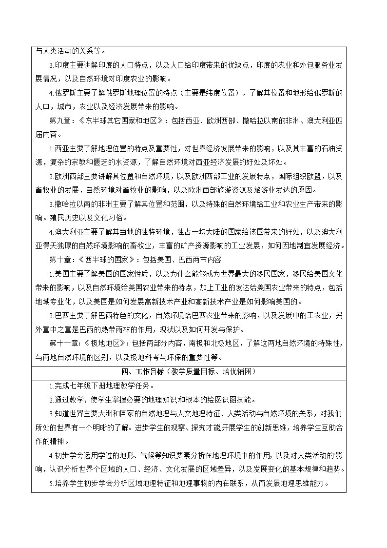 人教(2024)新教材下册（教学计划）第2页