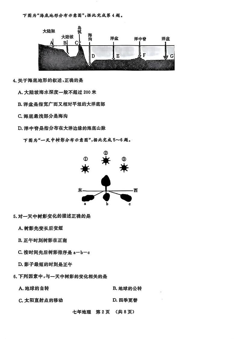 吉林省长春市汽开区2024-2025学年七年级上学期期末考试地理试卷第2页