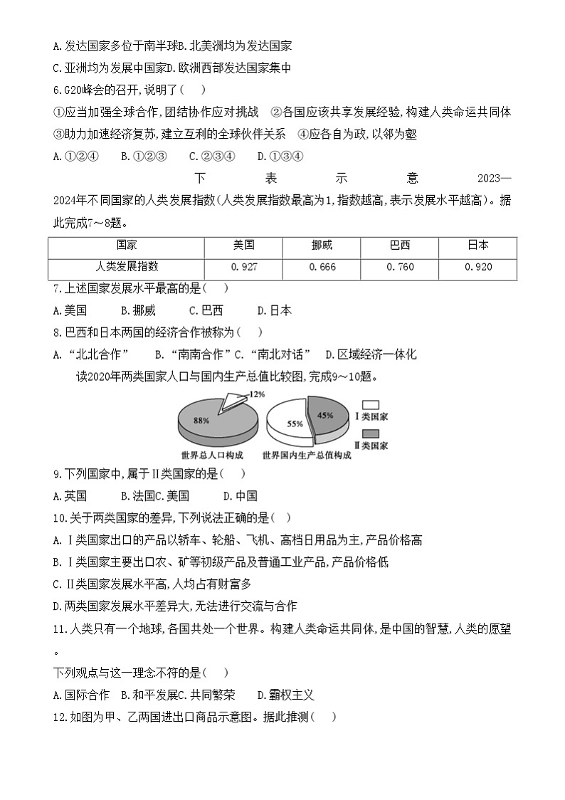 贵州省贵阳市花溪区高坡民族中学2024-2025学年度第一学期12月质量监测七年级地理试卷 贵州省贵阳市花溪区高坡民族中学2024-2025学年度第一学期12月质量监测七年级地理试卷第2页