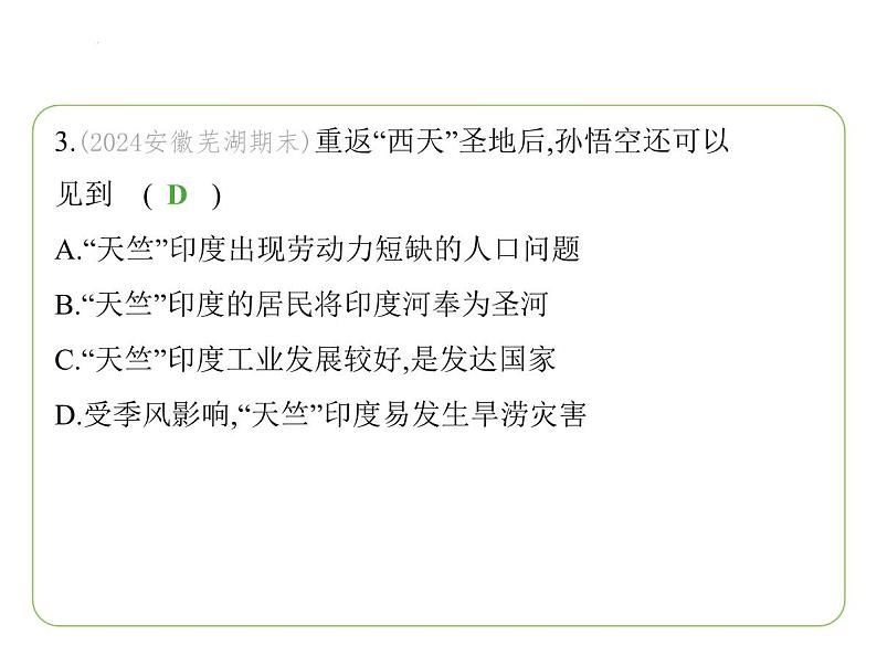 8.2 南亚——人口与经济 习题课件-七年级地理下学期湘教版（2024版）第5页