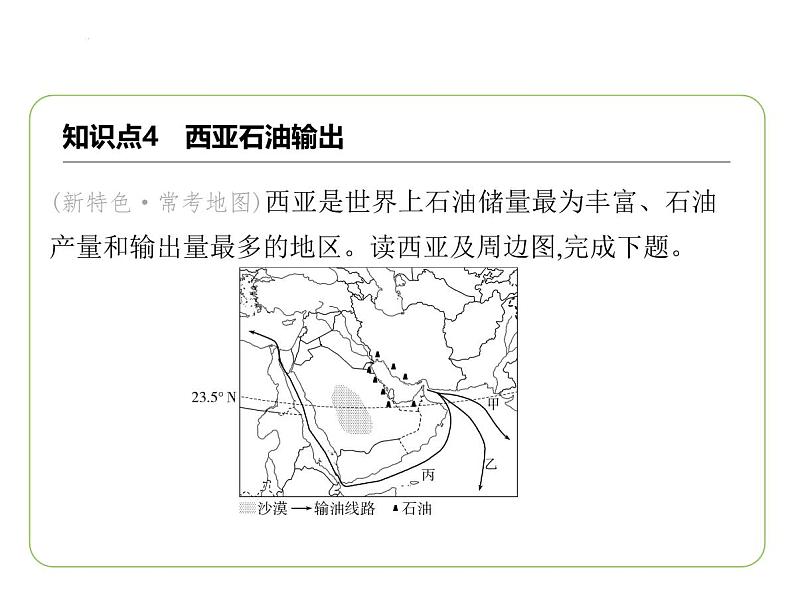 8.3 西亚——世界石油宝库　西亚石油输出　经济与社会 习题课件-七年级地理下学期湘教版（2024版）第3页