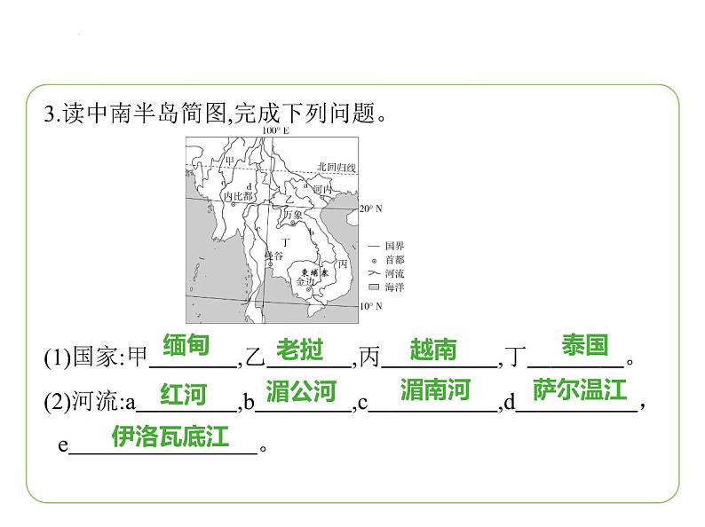 专项素养综合全练(七)　识图集训 习题课件-七年级地理下学期湘教版（2024版）第6页