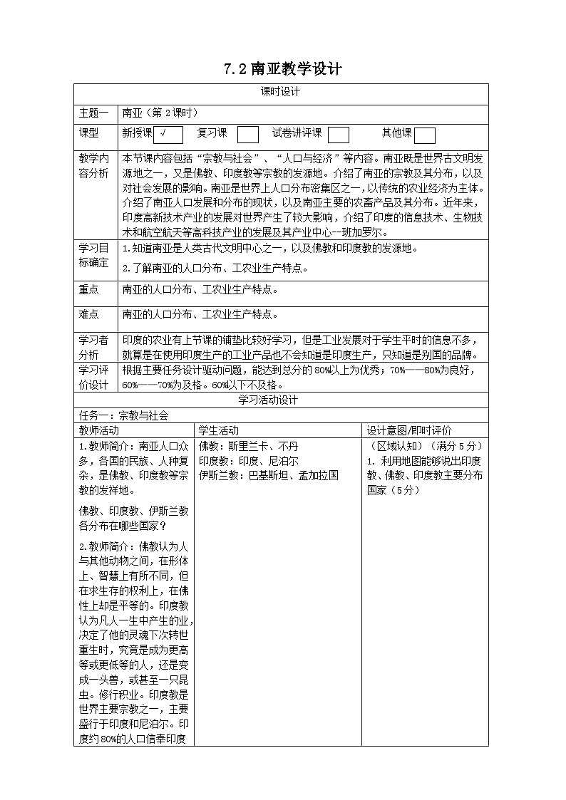 8.2南亚（第2课时）教学设计第1页
