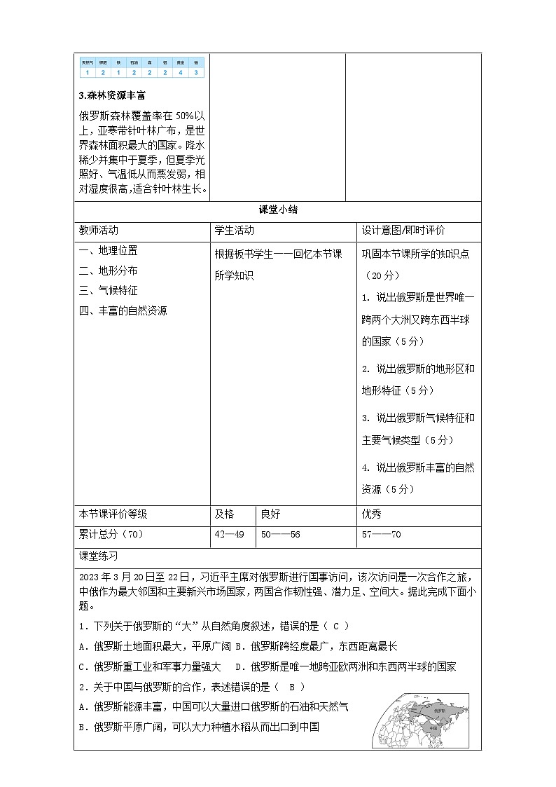 9.3俄罗斯（第1课时）教案第3页