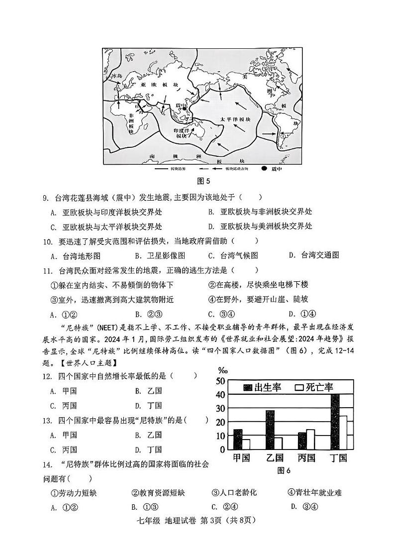 广东省汕头市金平区2024-2025学年七年级上学期期末地理试题第3页