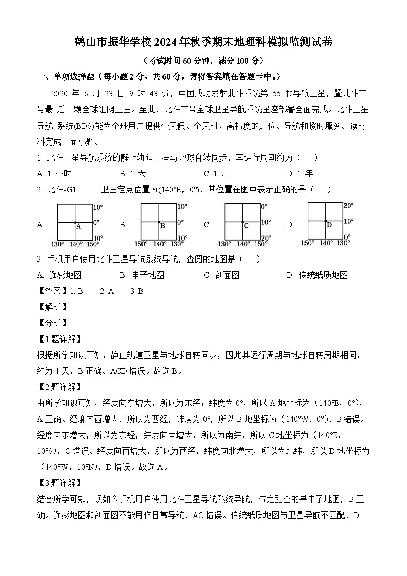 广东省鹤山市振华学校2024-2025学年七年级上学期期末模拟 地理试题（含解析）第1页