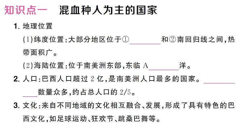 10.2巴西（习题课件）2024-2025学年人教版七年级地理下册第3页