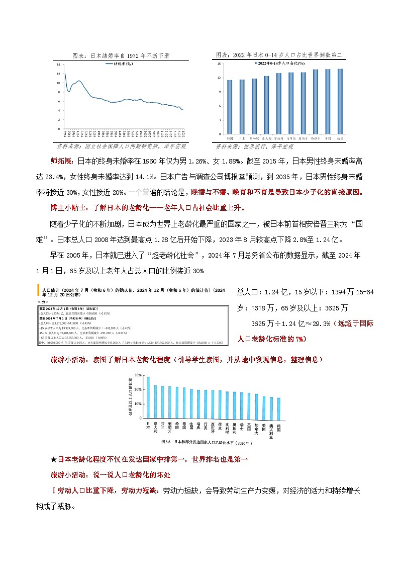 8.1.2 日本（第2课时 人口老龄化社会和对外依赖强的经济）（教学设计）第3页