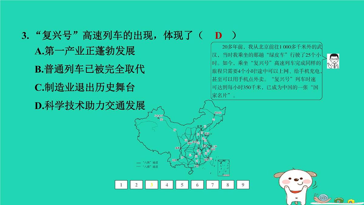 福建省2024中考地理2专题突破篇第31课时交通线与自然环境和社会经济的联系课后练本课件第5页