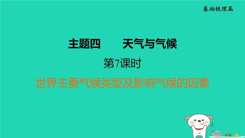 福建省2024中考地理1基础梳理篇主题四天气与气候第7课时世界主要气候类型及影响气候的因素课堂讲本课件第1页