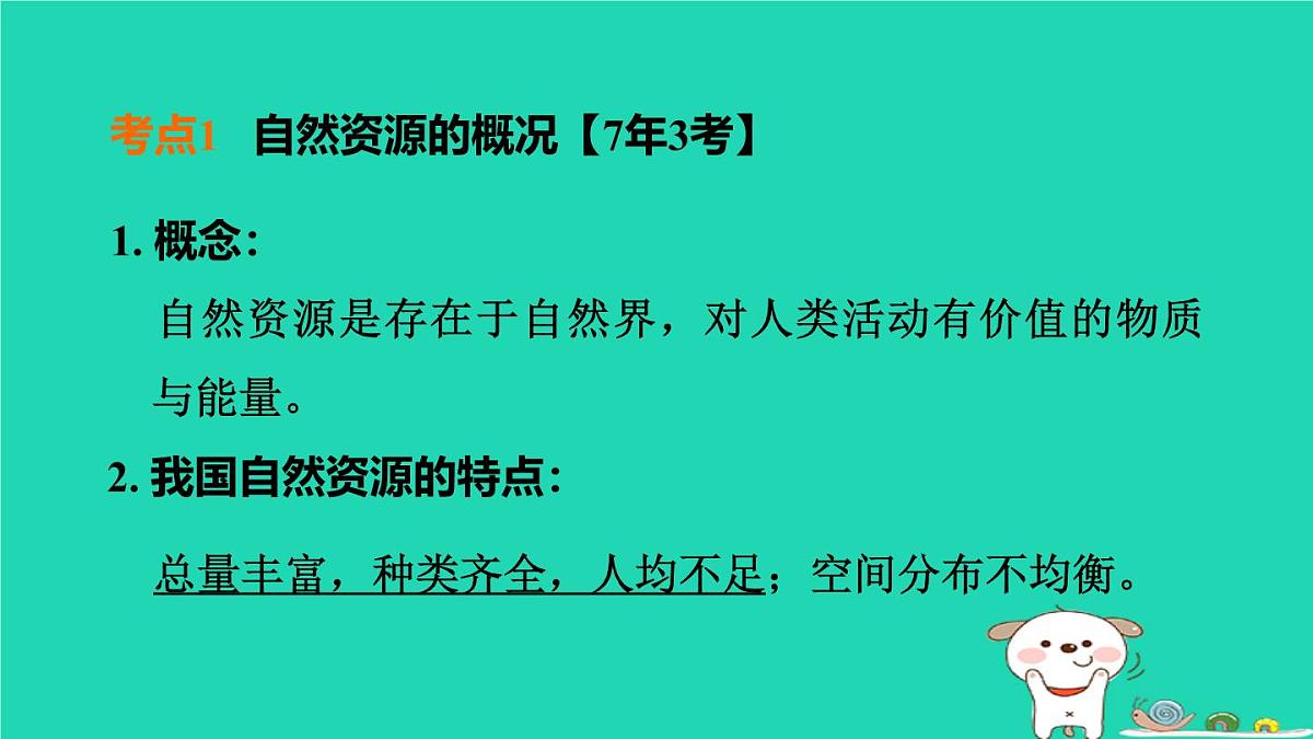 福建省2024中考地理1基础梳理篇主题九中国的自然资源与经济发展第18课时中国的自然资源课堂讲本课件第4页