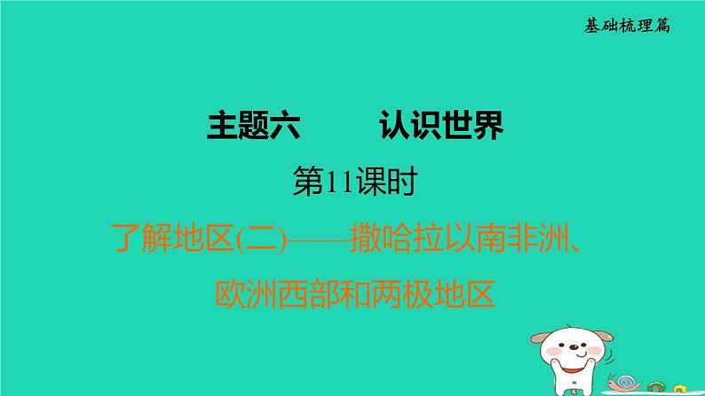 福建省2024中考地理1基础梳理篇主题六认识世界第11课时了解地区二__撒哈拉以南非洲欧洲西部和两极地区课堂讲本课件第1页