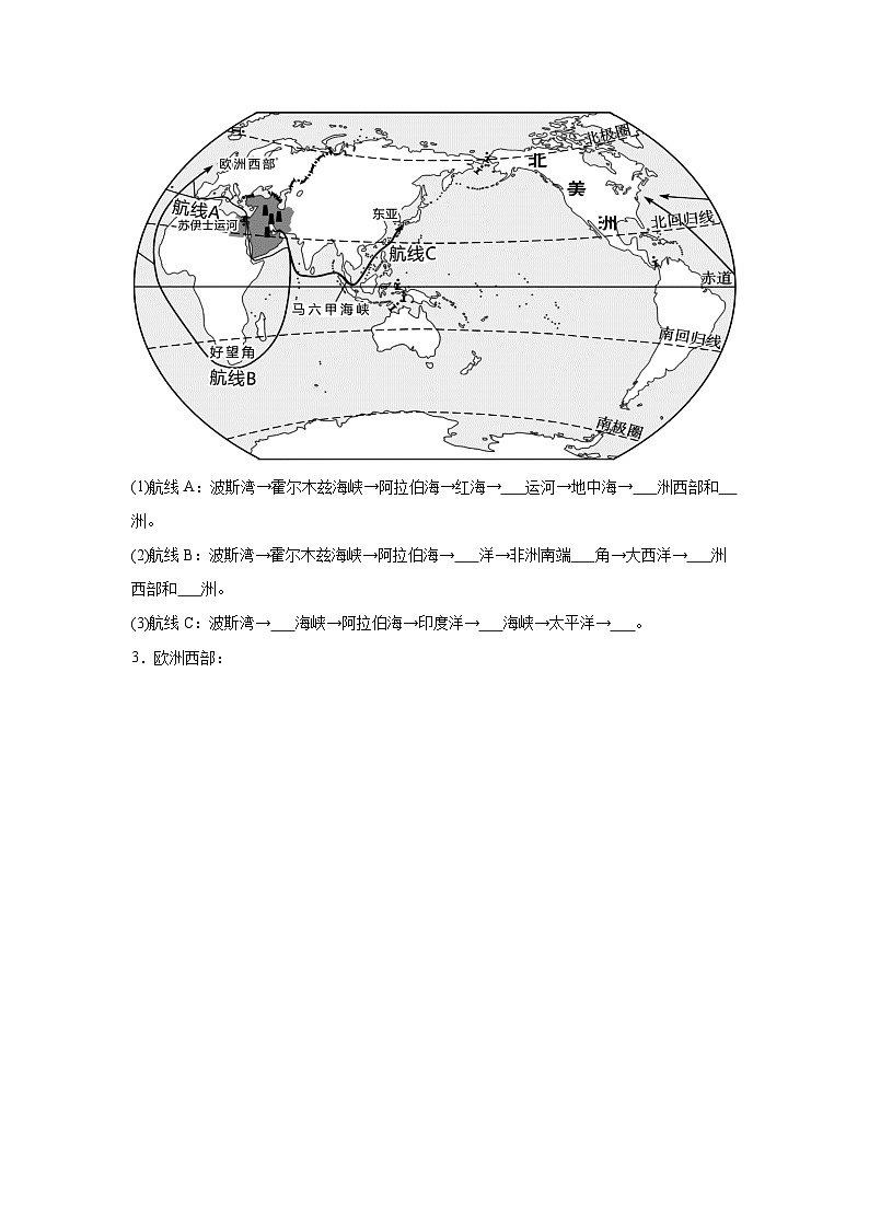 中考地理识图专题演练 专题11中东和欧洲西部第2页