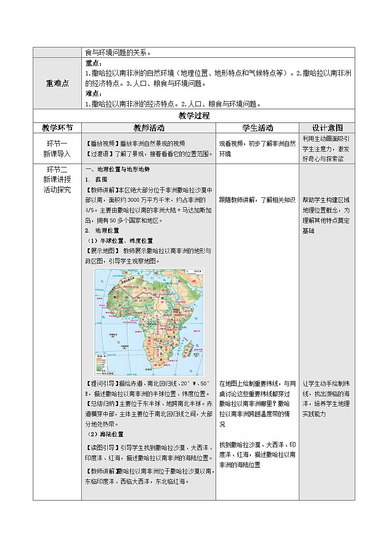 【新教材核心素养】商务星球版地理七年级下册7.4 撒哈拉以南非洲（教学设计）第2页