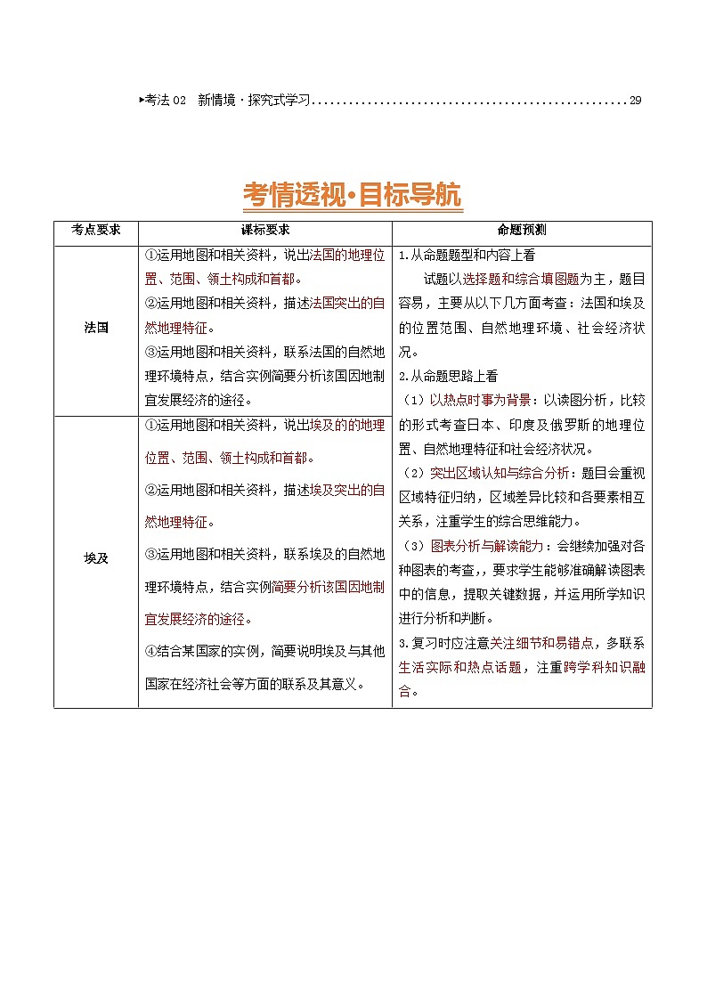 2025年中考地理一轮复习 专题14  法国与埃及（讲义）(挖空版)第2页