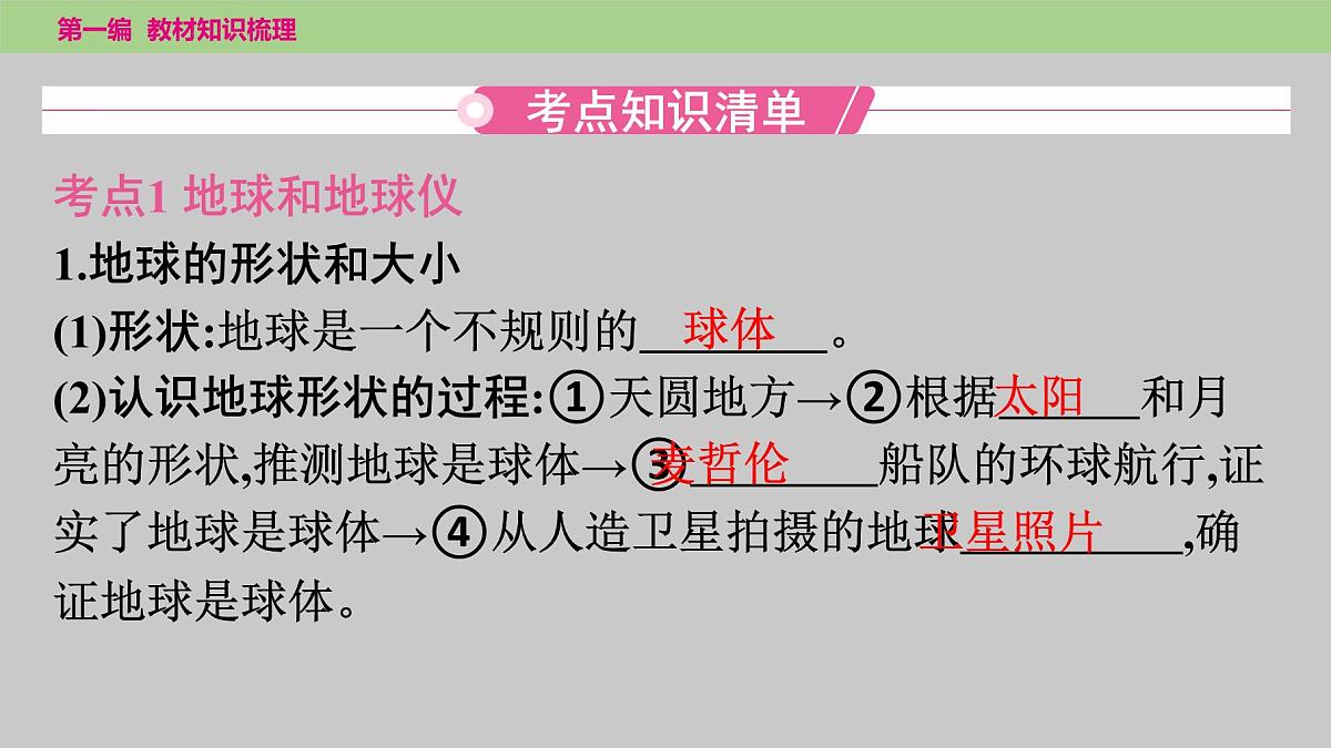 2025年中考地理（世界部分）一轮复习教材整理课件---第一章　第一课时　地球第3页